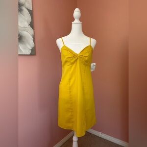 Shabby Chic yellow spaghetti strap summer dress with knot detail and slit SM NWT